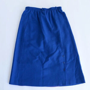 Vintage White  Stag Blue Pure Virgin Wool A Line Skirt - Cobalt